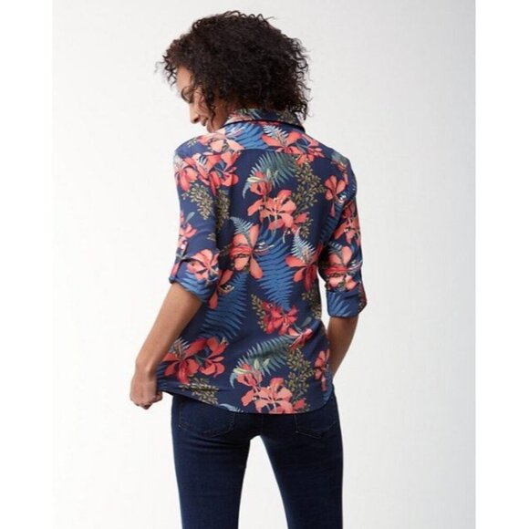 Tommy Bahama Sacred Groves Silk Camp Shirt Sz. Medium Floral Blue Tropical - Picture 2 of 11